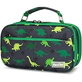 VASCHY Pencil Case for Boys, Aesthetic Kawaii Large Pencil Pouch Stationary Pencil Bag/Box for Preppy Kids, Pen Organizer Holder School Supply Black Dinos