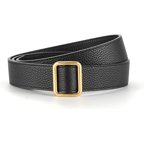 Skinny Leather Belt with Gold Bow Knot Buckle, Black, Dress  display picture 3