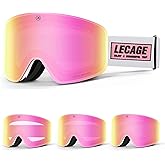 LECAGE Ski Goggles Photochromic Light Adaptive Lens Frameless Snow/Snowboard Goggles UV Protection for Men Women