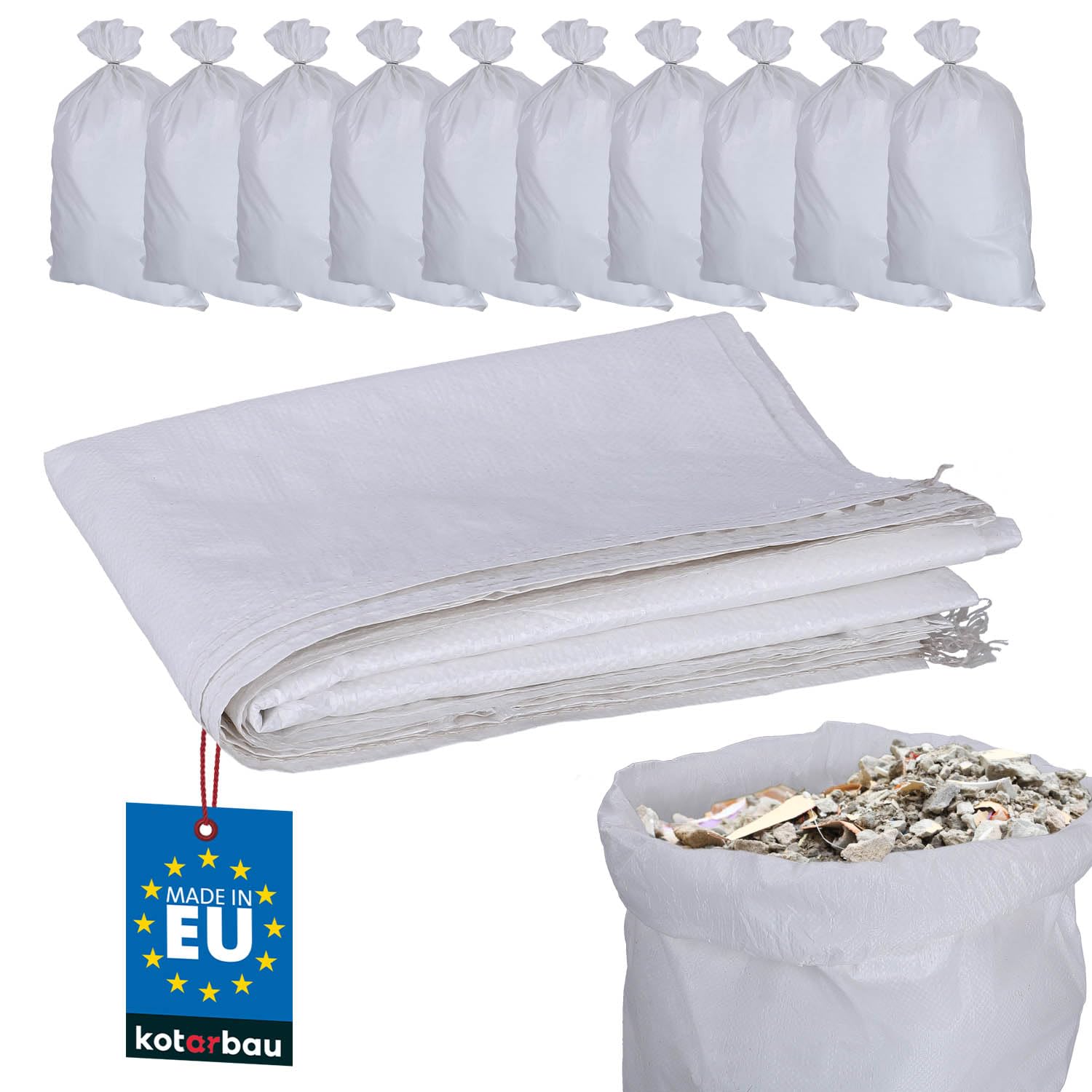 KOTARBAU® Pack of 10 PP fabric bags 65 x 105 cm for heavy loads.