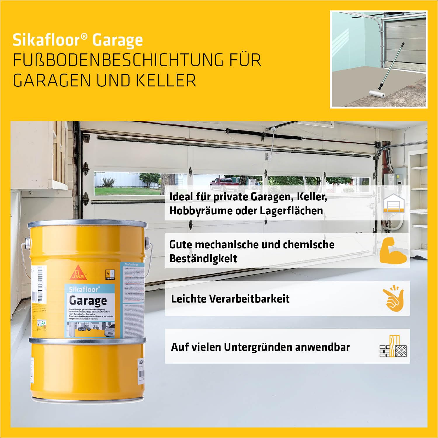 Sika – Epoxidharz Bodenbeschichtung – Sikafloor Garage - Kieselgrau (RAL7032) – Für Garagen, Keller, Hobbyräume – Beständig – 6 kg 3