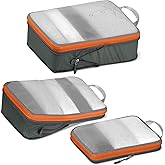 Cipway Mesh Compression Packing Cubes, Ultralight See Through Luggage Organizer Bags, Travel Essentials for Carry on Suitcase （3Pcs,Grey）