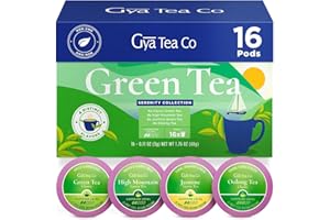 Gya Tea Co Green Tea Pod Collection Gift Set (16 Count) - Different Flavors Assorted Variety Pack