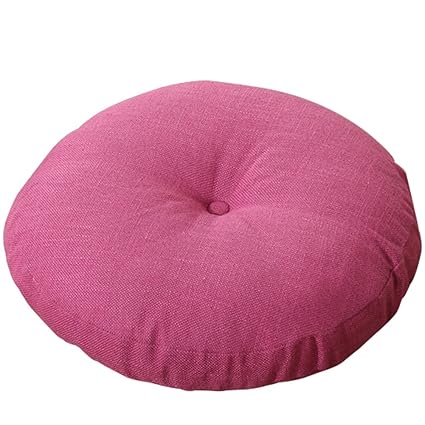 AB Crew Japanese Style Linen Zafu Meditation Yoga Bolster Tatami Floor Round Cushion(Rose red,19.7