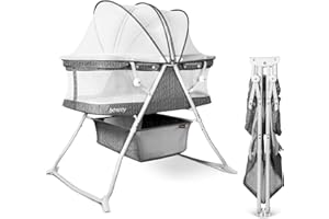 besrey Bassinet for Baby, 3 in 1 Portable Baby Bassinets Bed, Easy Folding Bedside Sleeper Crib, Quick-Fold for Newborn Infan