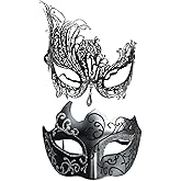 Yimianshou Masquerade Mask for Couple Mardi Gras Venetian Party Mask Set Halloween Costume Accessory