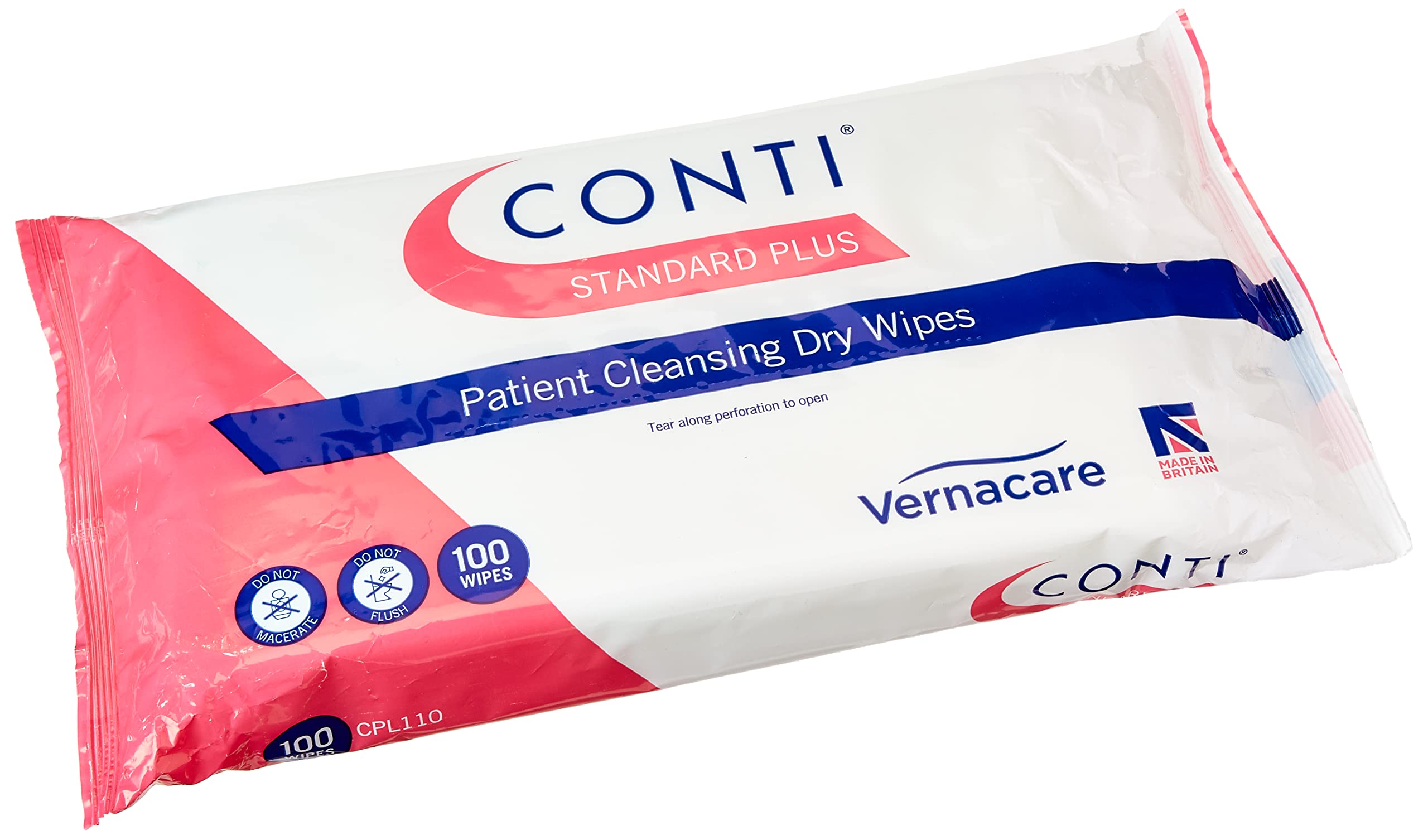 Conti CPL110 Standard Plus Patient Cleansing Dry Wipes (Pack of 100)