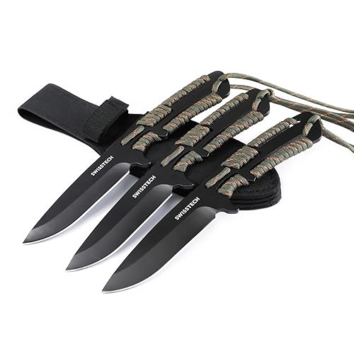 Swiss+Tech 3-Piece Fixed Blade knife, 9-inch Camping Knife, 4-1/2