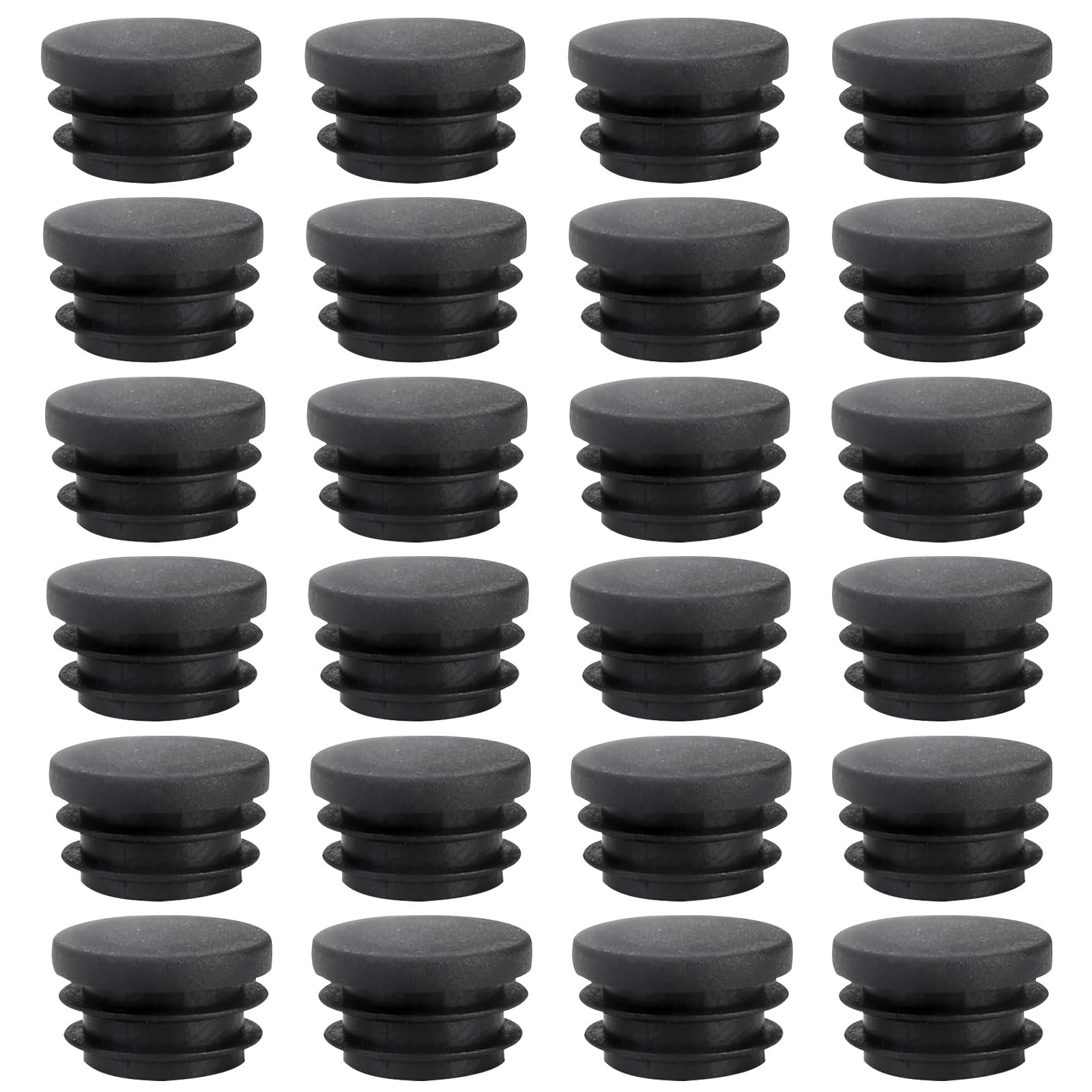 AZWOOD Lamellar Plugs PE Plastic End Caps 22 mm - Black, Pack of 24 for Aluminium & Stainless Steel Pipe Cover