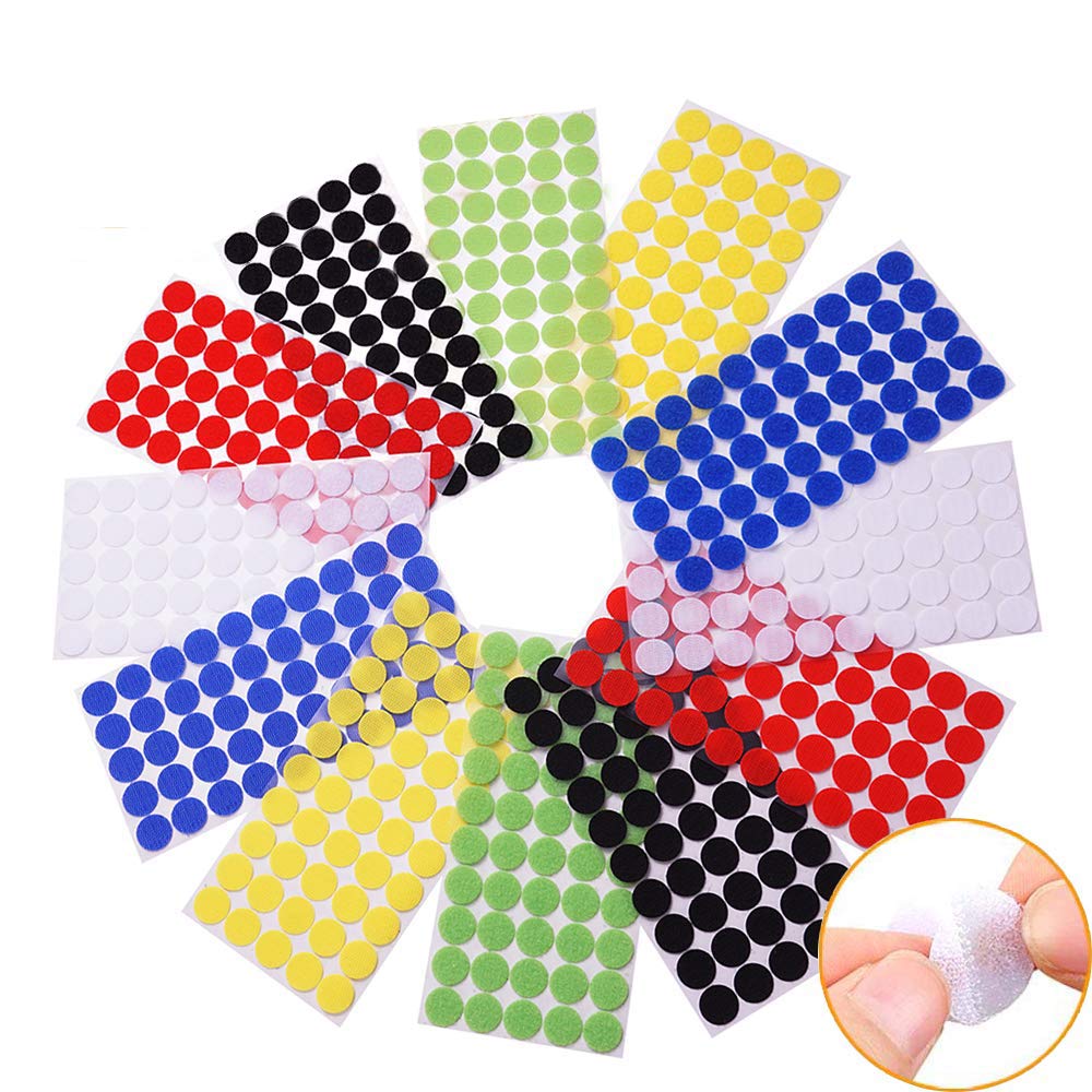 Arlent 216pairs 1.5cm Diameter Colorful Hook and Loop Self Adhesive Fastener Dots Coins Sticky Back Heavy Duty Circles Best for Home Office Classroom and Crafts 6 Colors