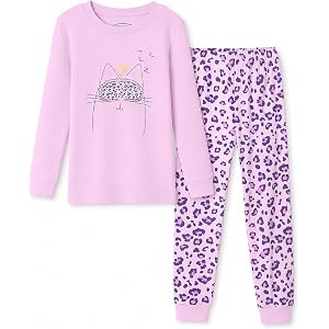 Mikrdoo Girls Pajamas 2 Piece Snug Long Sleeve Pjs Sets 4-14 Years | Buttery-soft cotton blend pajamas girls love, breathable