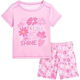 Play Tailor Toddler Girls Pajamas Summer Pjs Sleepwear for Boys Girl 12M-4T | Itch-Free Tagless Neck, Structured Shoulder, Soft Breathable Fabric, Cool for Summer, Easy Dressing, Elastic Waistband