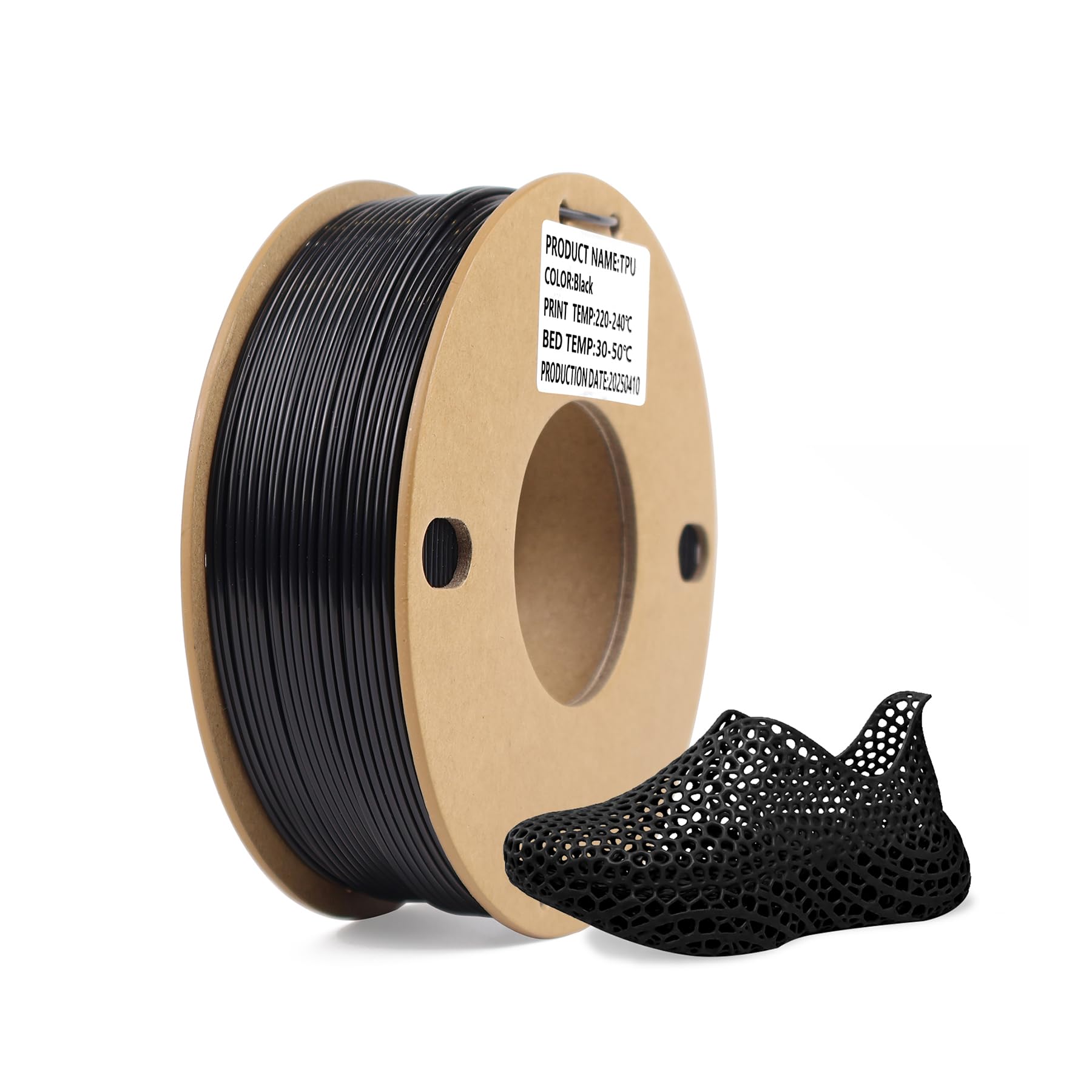Photo 1 of LOTACTREE TPU Filament 1.75mm 250g (0.55lb) Black, 95A Flexible Rubber-Like 3D Printer Filament, High Elasticity +/-0.03mm Accuracy, Tangle-Free Spool for FDM Printers