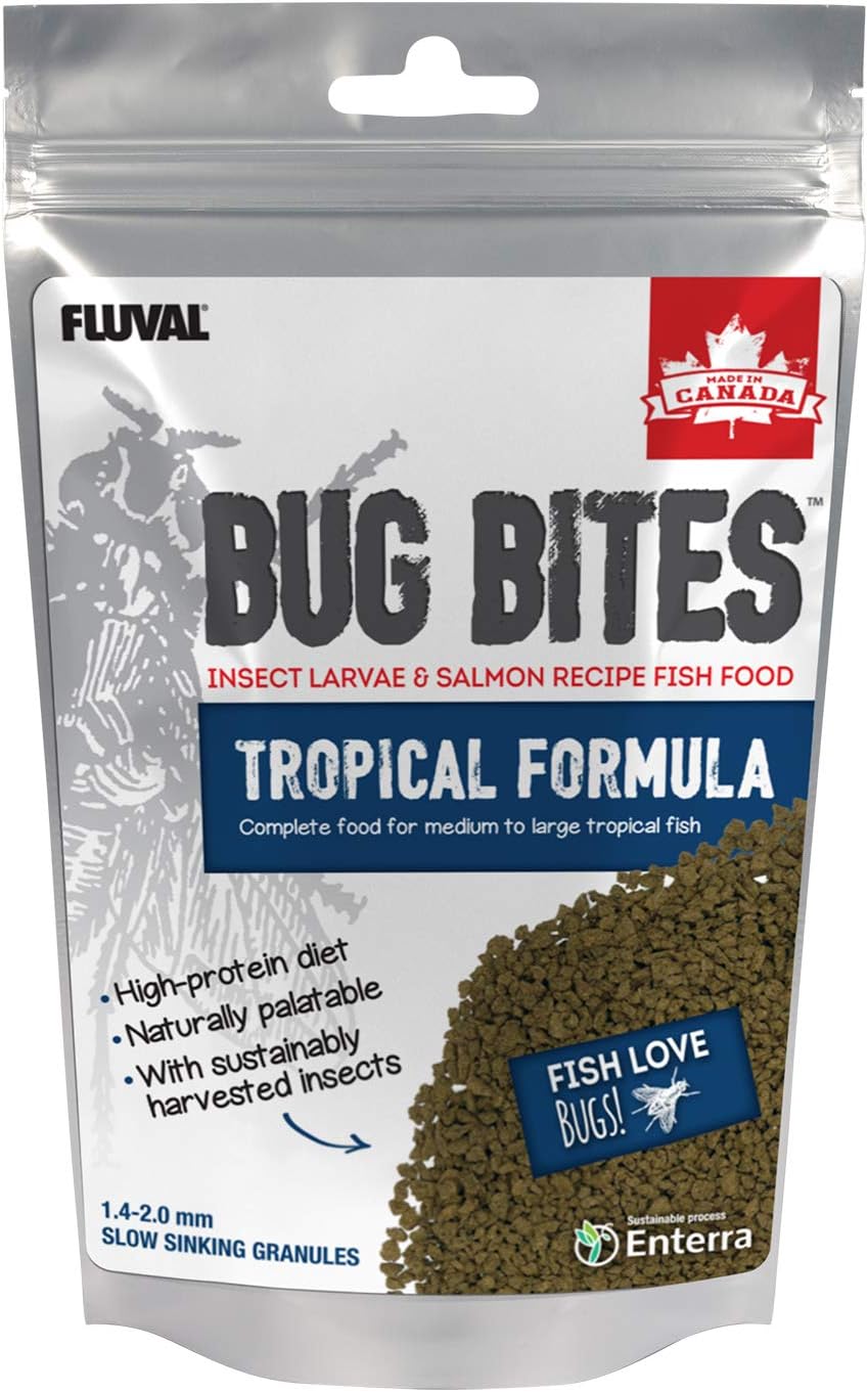 Fluval Bug Bites Tropical Large Granule Fish Food 125g, Brown, 125 g (Pack of 1)