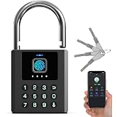 Anweller Heavy Duty Fingerprint Padlock with Key, Pad Lock with Code Keypad, Weatherproof Smart Bluetooth Electronic Digital Combination Lock for Gate Outdoor Fence Storage Unit Locker Shed Pool