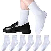 Boys Crew Socks Seamless Girls School Uniform Dress Socks Kids Breathable Cotton Quarter Sock 6 Pairs