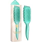 Bounce Curl Slick-Dense Define EdgeLift Brush Hair Styling Tool - Teal | A medium-tension defining brush for smooth, medium-sized curl clumps; bristles with soft-flex tips, wavy, curly &amp; coily hair.