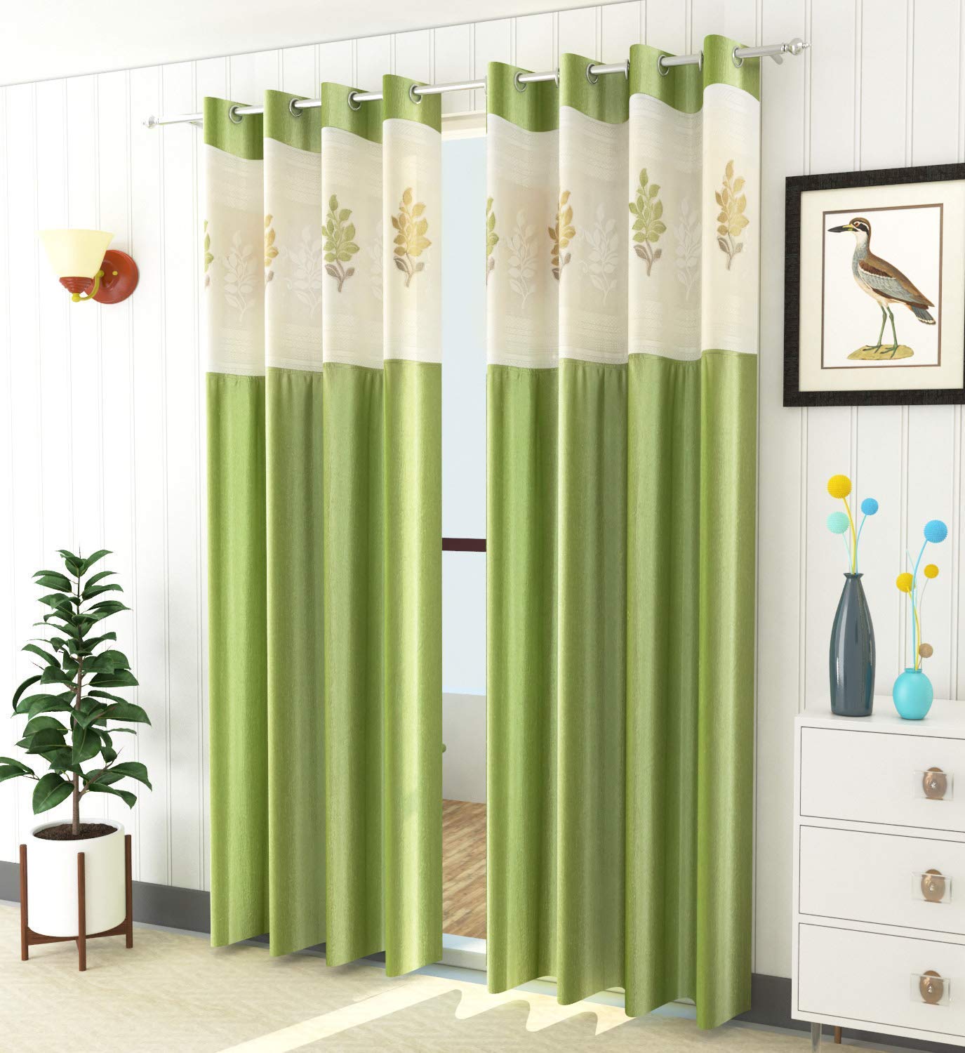 Buy Soulful Creations Floral Net Curtains For Window 5 Feet Pack