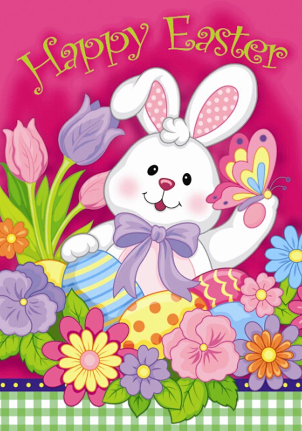 Happy Easter Bunny Eggs Springtime Flowers All Weather ...