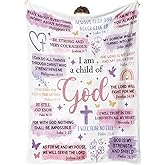 Encoink Baptism Gifts for Girl, I Am a Child of God Blanket, Christian Gifts for Women Birthday, Teen Girl Gifts Trendy Stuff, Inspirational Confirmation & First Communion Gifts for Girls(50 * 60)