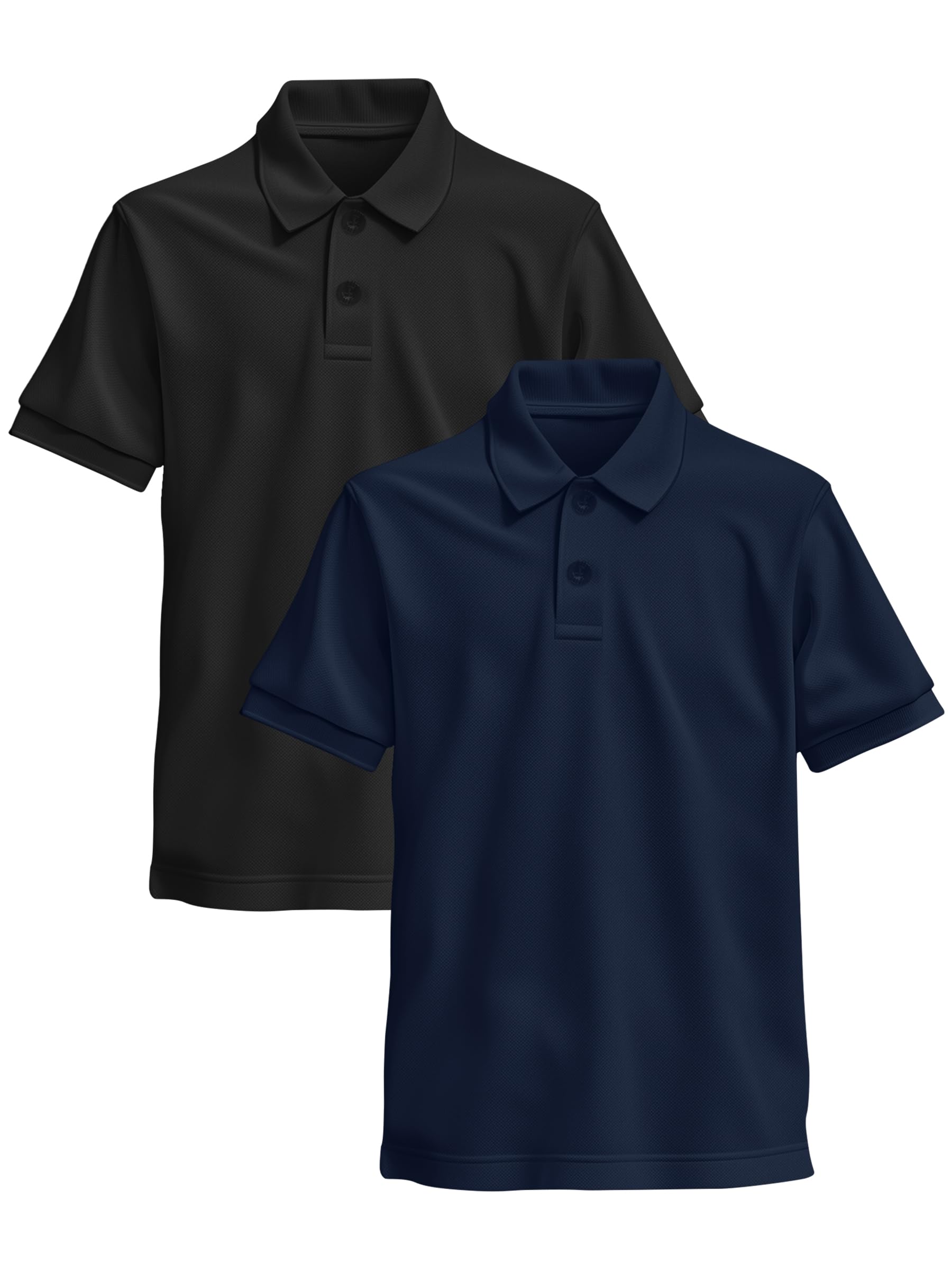 Photo 1 of Nodarshes 2 Pack Boys' Short Sleeve Polo Shirt School Uniform Shirts Boys Active Polo Shirts Size, 9-10Y, Black+Navy