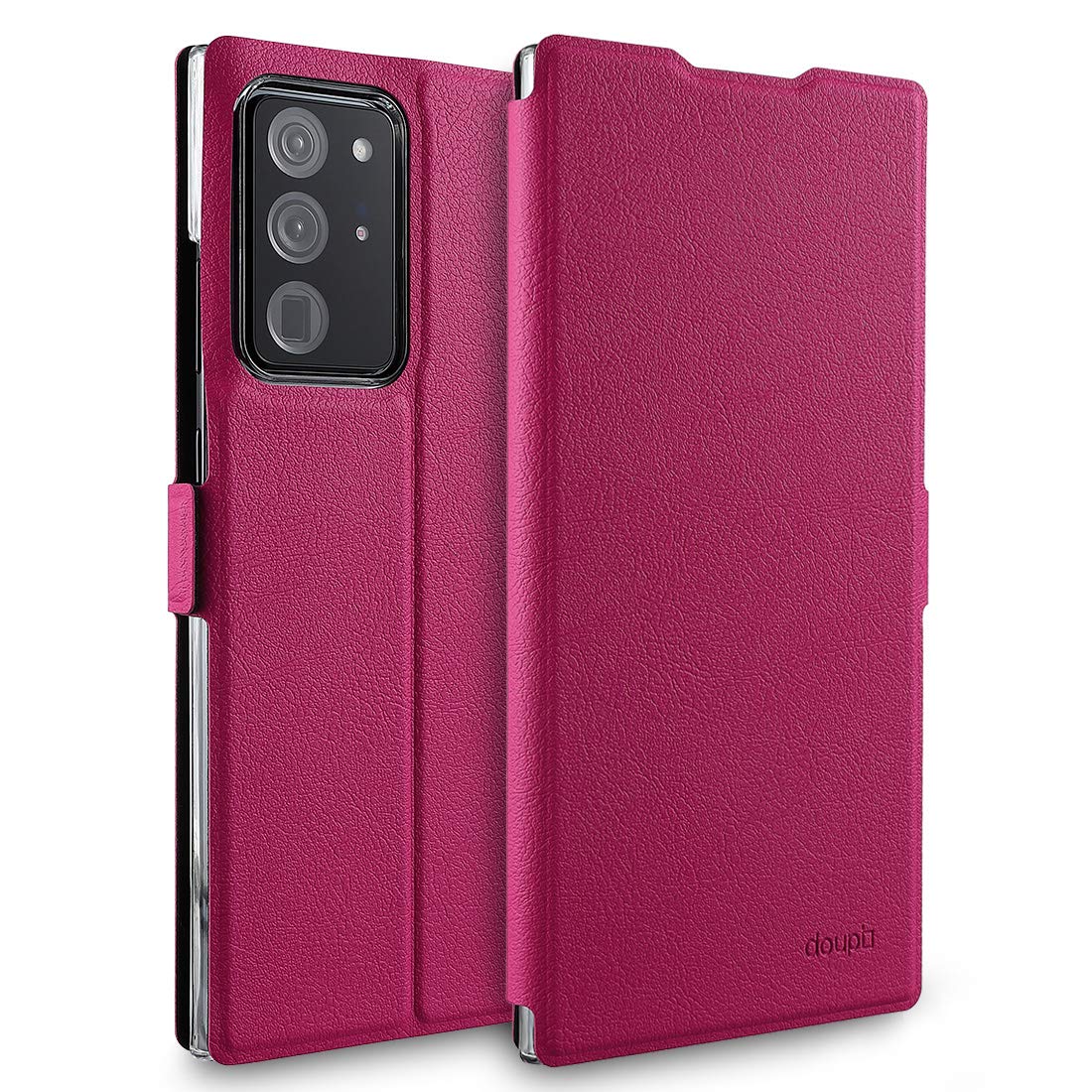 doupi Flip Cover for Samsung Galaxy Note 20 Ultra, Magnet Protective Flip Case Book Style Screen Protector Stand, red pink