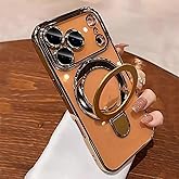 XSHKJDHJS Magnetic for iPhone 17 Pro Case Clear with Stand,Full Camera Protection[Compatible with Magsafe],Case for iPhone 17 Pro 6.3",Golden