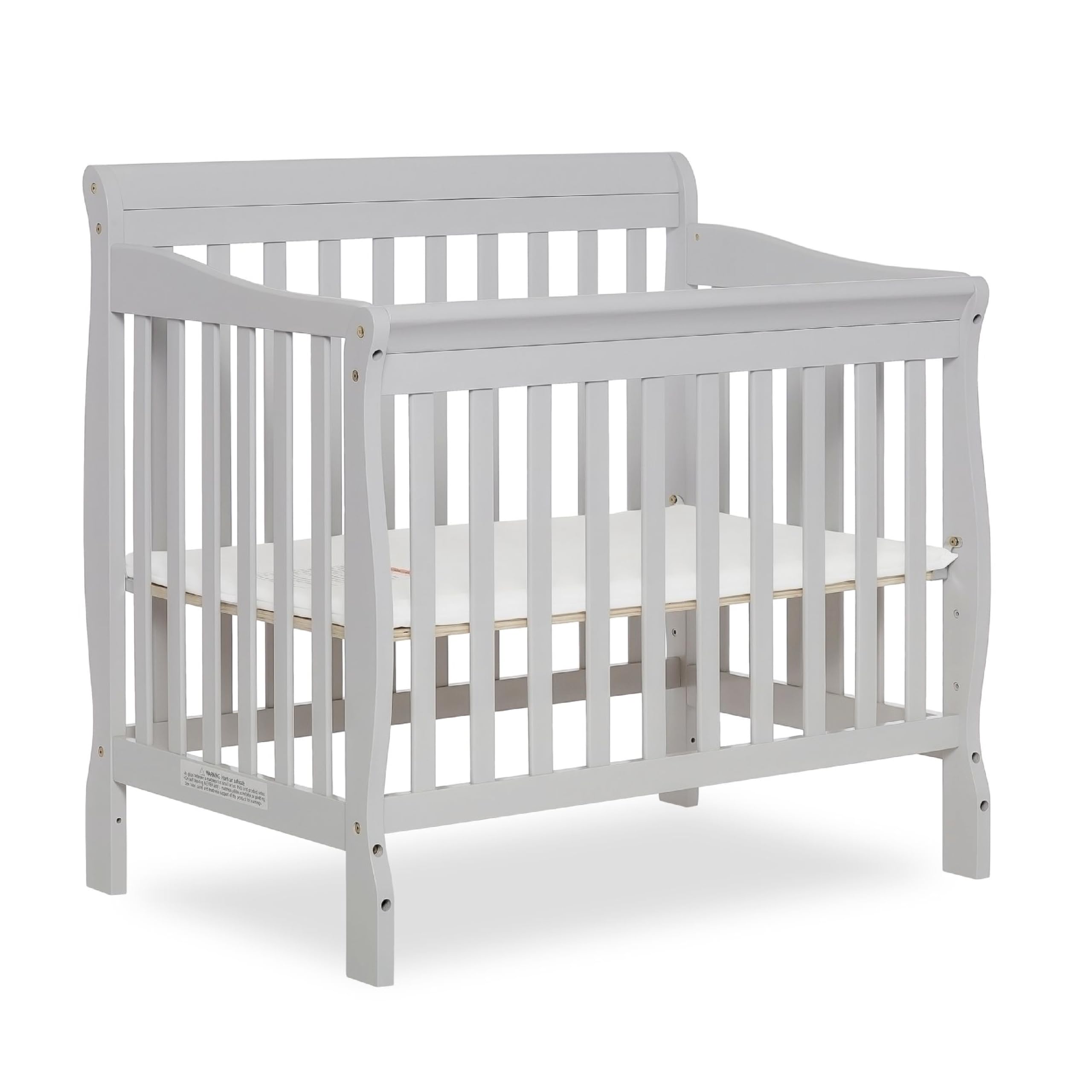 Photo 1 of Dream On Me Aden 4-in-1 Convertible Mini Baby Crib in Grey, GreenGuard Gold & JPMA, Sustainable Pinewood, Non-Toxic Finish, 3 Mattress Heights, Converts to Mini Day & Twin-Size Bed