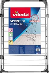 Vileda Sprint 3-Tier Clothes Airer, 20m Indoor Drying Rack, Foldable view 2