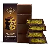 Rah Dark Dubai Chocolate Bar Pistachio, 3.5oz - 100g, Dubai Dark Chocolate Bar Pistachio | Loaded with Kunafa | Crunchiest Kataifi Delight Perfect for Sharing, Viral Candy with Shredded Phyllo Dough