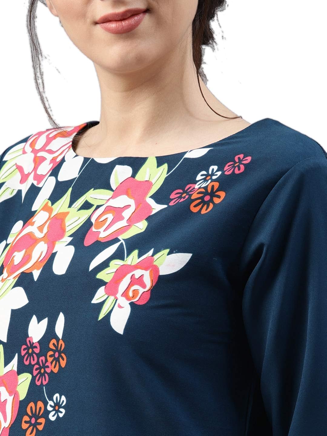 vaamsi crepe digital printed kurti(vpk1507_blue_free size)