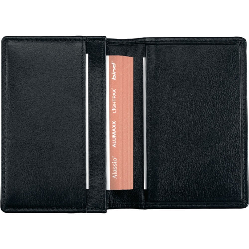 Alassio Visitenkartenetui aus feinem Nappaleder, mit 3 Fächer für ca. 30 Visiten- Oder Kreditkarten Business Card Case, 11 cm, Black (Schwarz)