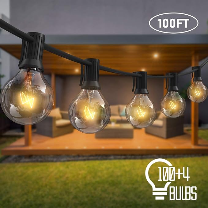 AVANLO 100Ft G40 String Lights with 100 Globe Clear Bulbs