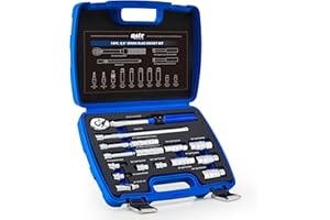 Orion Motor Tech 14pc Spark Plug Socket Set, 3/8 Inch Drive Magnetic Swivel Spark Plug Socket Set with Torque Wrench, Torque Bits, Universal Joint and Extension Bar, 5-45 ft.lb Spark Plug Removal Tool