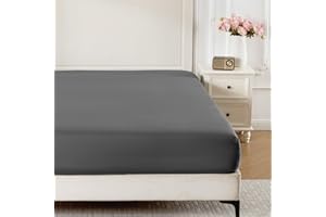 ROSE&RISY Dark Grey King Fitted Sheet,Soft and Breathable for Sleeping,Cooling Fitted Sheets,16“ Deep Pocket, 1pack(Dark Grey, King)