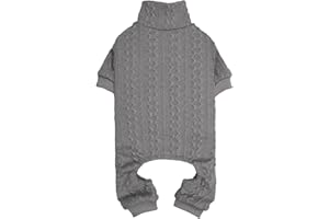 JAMKTEPAT Dog Sweater Turtleneck Knitted Dog Clothes Solid Color Puppy Sweater Warm Cat Sweater Dog Sweaters for Small Medium Dogs (Grey & S/M)