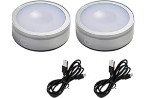 vskikris LED Crystal Display Light Base - 6-Color Touch Control for Home Decor, Weddings & Festive Gifts (2.68in Silver ABS, 7oz) Set of 2