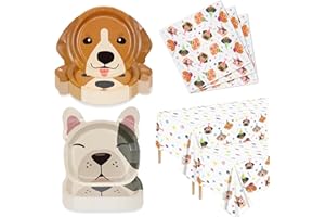HEGBOLKE 122 Pcs Dog Party Decorations - Including Plates, Napkins, Puppy Tablecloth for Kids Puppy Dog Themed Birthday Party Supplies, Serve 40
