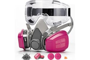 RANKSING Respirator Mask with Filters and Glasses to Against Dust Gases Fumes in Painting Spraying Sanding Orange/Pink