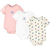 Disney Stitch Princess Marvel 3 Packs Baby Viscose Made from Bamboo Button Dwon Bodysuit for Newborn Infant