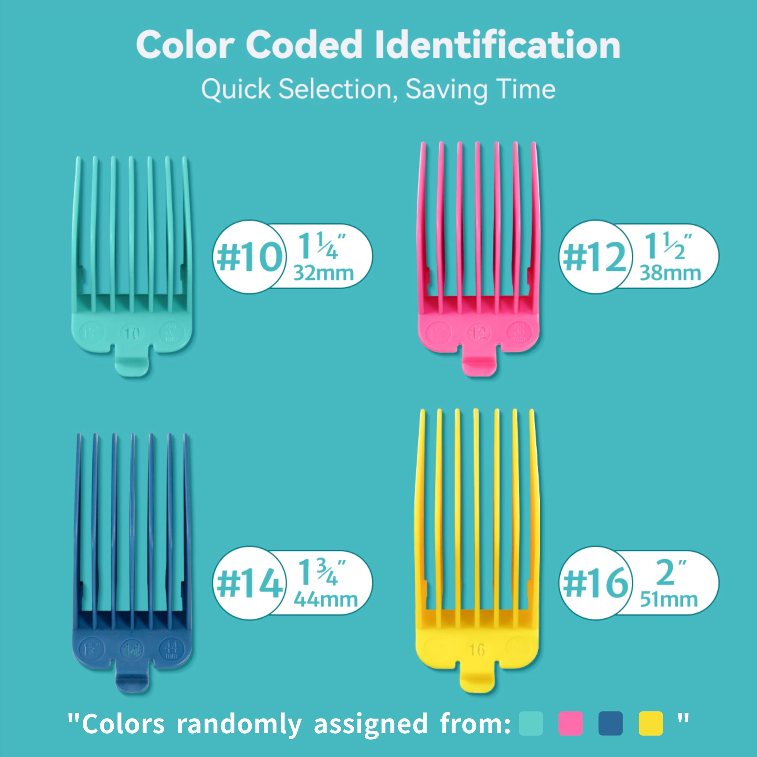 Clipper Guards 16 14 12 10 Compatible with Most Wahl Clippers, Color Coded Clipper Combs Replacement - 1.25