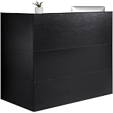VEVOR Reception Desk, 55Inch L-Shaped Front Counter Table, Office Reception Counter with Drawer Keyboard Tray and Storage Cabinet, for Checkout, Lobby, Beauty Salon &amp; Office, Black
