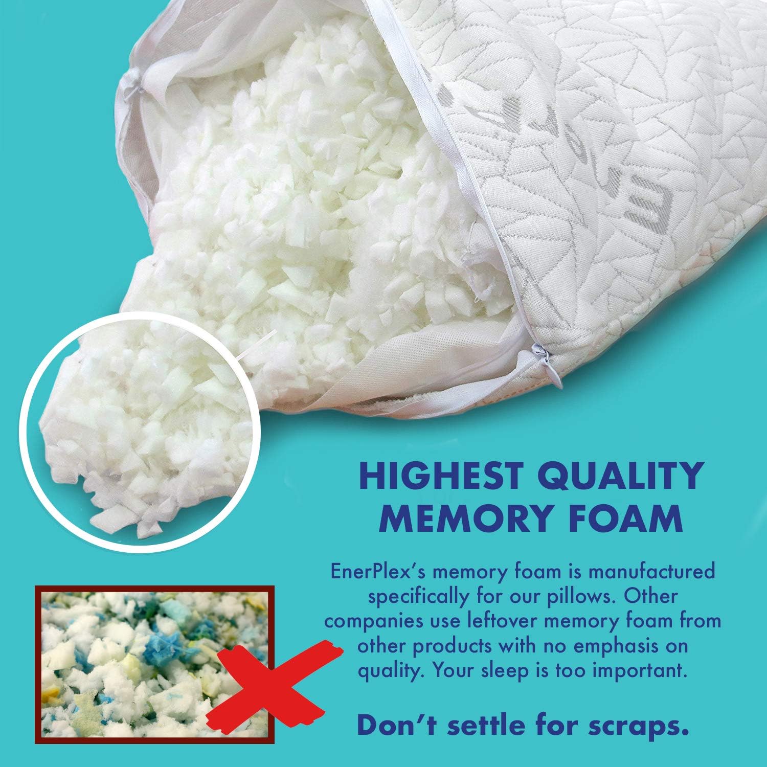 EnerPlex Never-Flat Body Pillow, CertiPUR-US Certified Adjustable Shredded Memory Foam Luxury Body Pillow, Machine Washable, Bamboo Cover, 54x20 Lifetime Promise, Will Not Go Flat: Kitchen & Dining