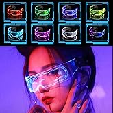CREPUSCOLO LED Glasses, LED Visor Glasses with 7 Colors and 5 Modes, Light Up Glasses Rechargeable Party Glasses Luminous Glasses for Cosplay Halloween Party Bar Festival Concert