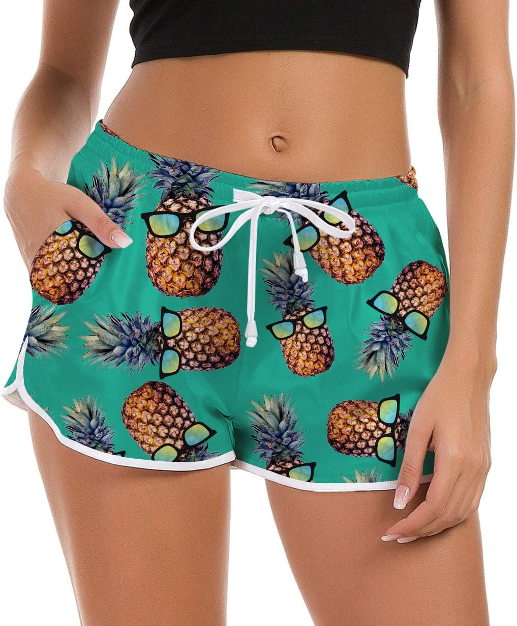 Women Swim Shorts 3D Graphic Beach Board Shorts Summer Swimwear Bottom Novelty Workout Gym Sport Pants with Adjustable Drawstring XS-XL