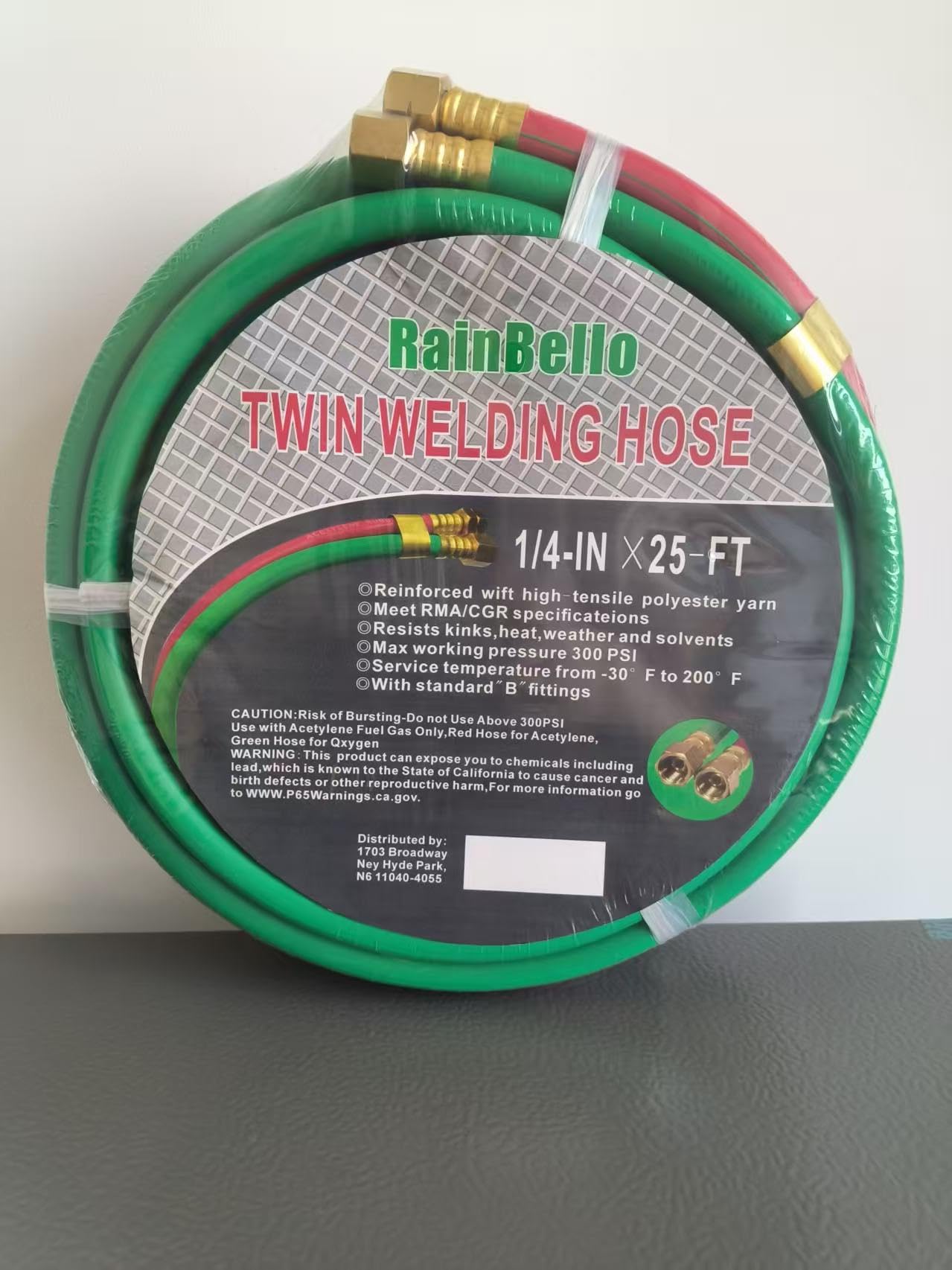 Oxygen Acetylene Twin Welding Hose 1/4" × 50FT