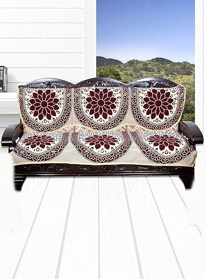 ST DECOR STORE Cotton 3 Seater Sofa Cover (Set of 2)