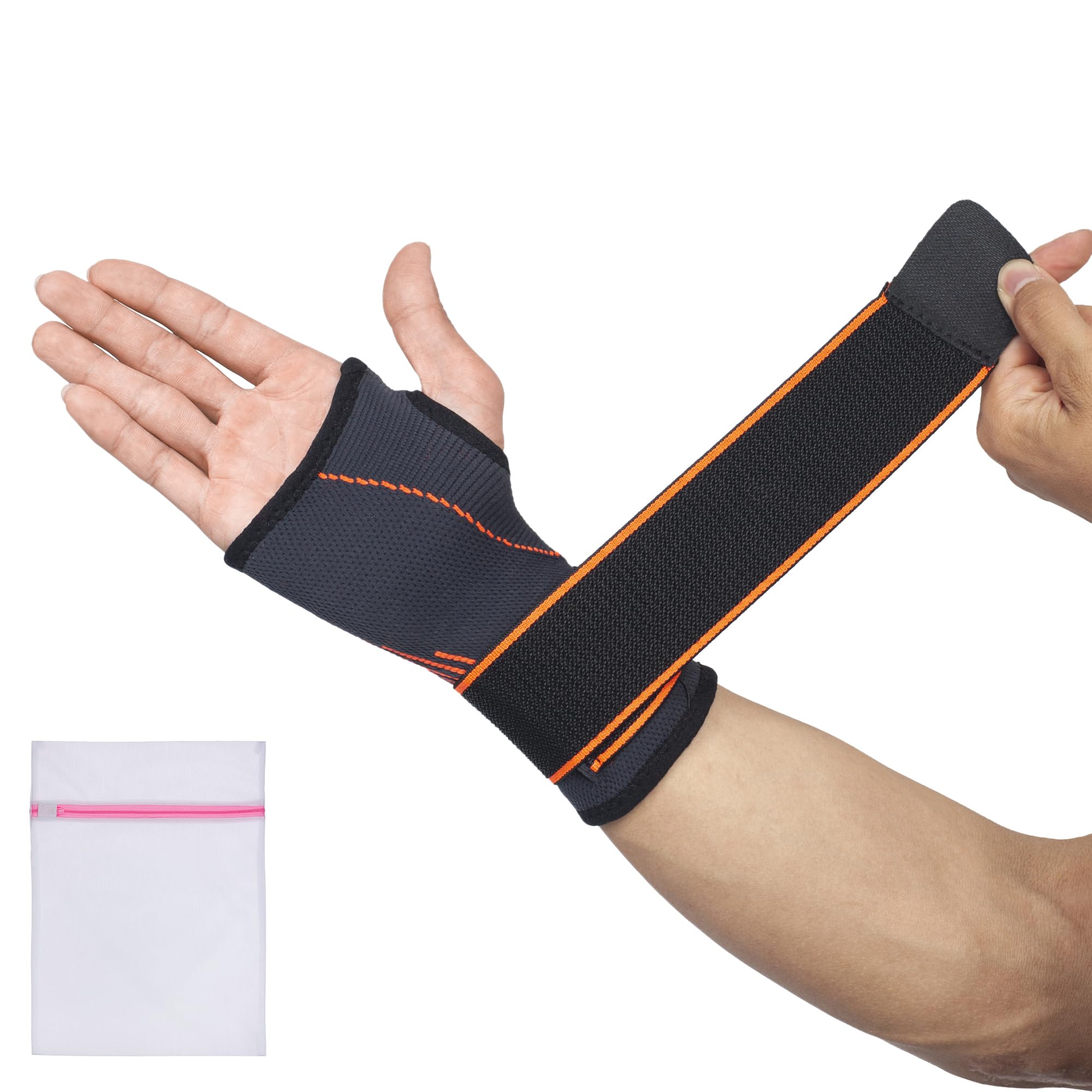 360 RELIEF Neoprene Wrist Support Brace - Adjustable Hand Wrap with Thumb Loop | Gym, Workout, Training | Black, Fits Left or Right Hand with Mesh Laundry Bag