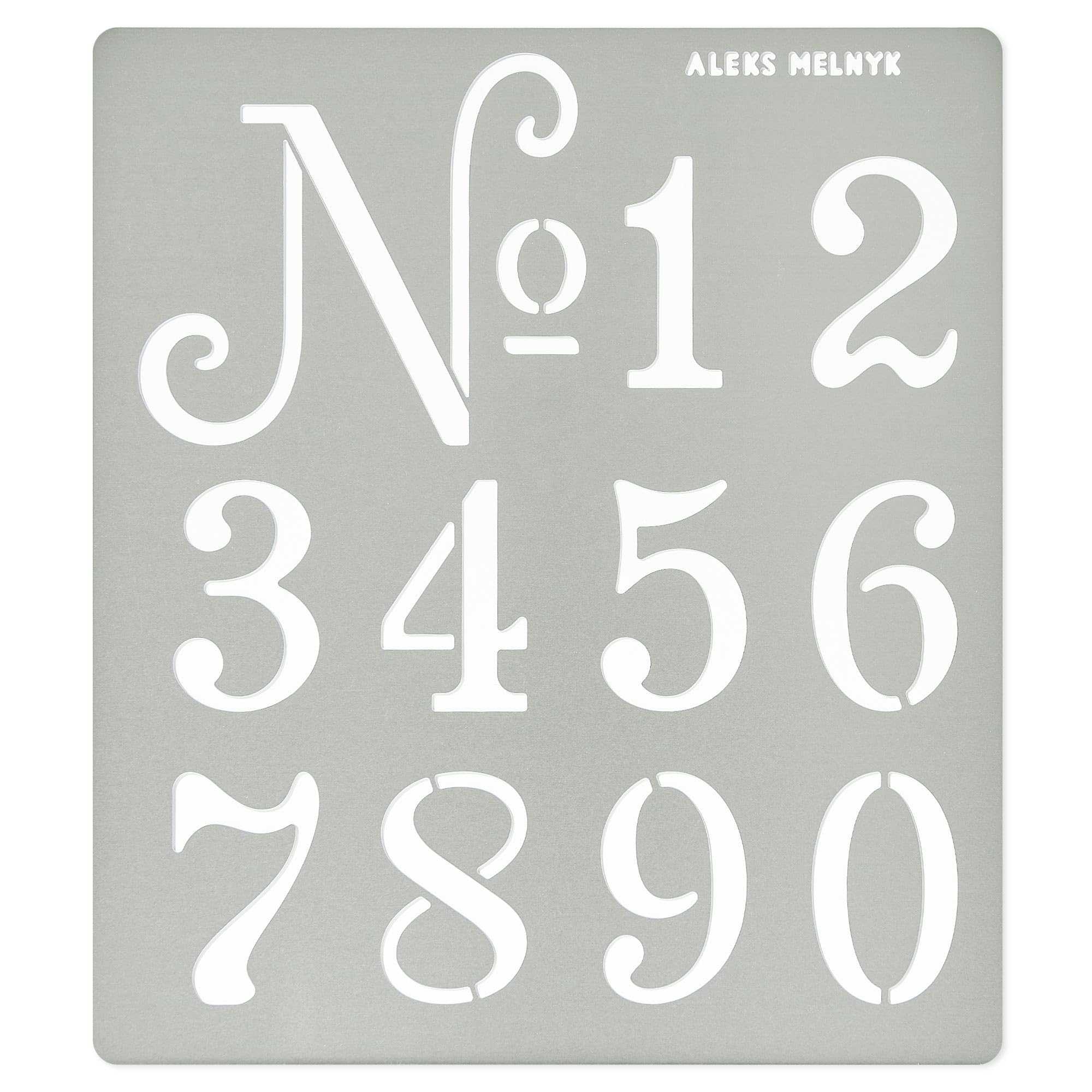 Aleks Melnyk No.159 Metal Stencil French Small Numbers 1.5 inch, Template for Wood Burning, Crafts, DIY, Engraving, World Stencil, Decor, Reusable Vintage Arabic Numerals, Old World Number
