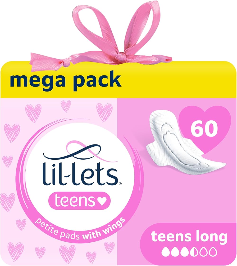 Lil-Lets Teems Long Pads with Wings 60 Count 5 Packs Unscented Petite